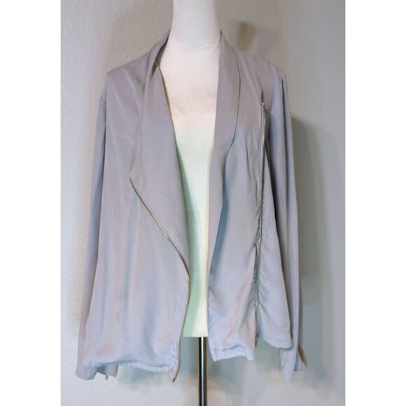 Trouvé Grey  Zip Draped Moto Lightweight Jacket Blazer Size Large 100% Modal - Picture 1 of 7